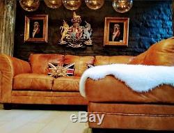 Chesterfield Leather tan aniline brown vintage 4/5 seater Corner Sofa