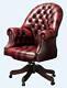 Chesterfield Vintage Directors Swivel Office Chair Antique Oxblood Leather