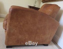 Chesterfield hight back vintage club tan light brown leather armchair