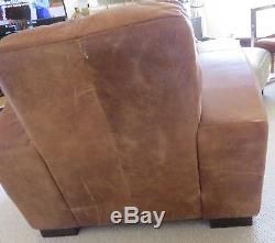 Chesterfield hight back vintage club tan light brown leather armchair