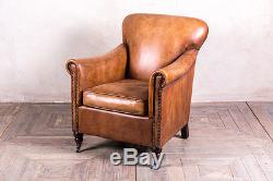 Classic Tan Leather Armchair Traditional Style Armchair Distressed Leather Chair