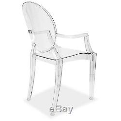 Clear Dining Chair Armchair Louis Ghost Style Retro Kitchen Office Vintage Chair