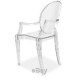 Clear Dining Chair Armchair Louis Ghost Style Retro Kitchen Office Vintage Chair