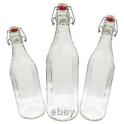 Clear Traditional Vintage Style 1000ml (1 litre) Flip Top Airtight Water Bottle