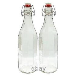 Clear Traditional Vintage Style 1000ml (1 litre) Flip Top Airtight Water Bottle