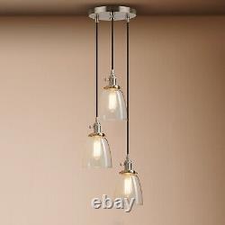 Cluster 3 Retro Industrial Lamp Cloche Glass Shade Loft Ceiling Pendant Lighting