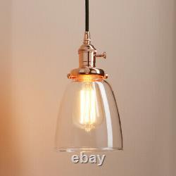 Cluster 3 Retro Industrial Lamp Cloche Glass Shade Loft Ceiling Pendant Lighting