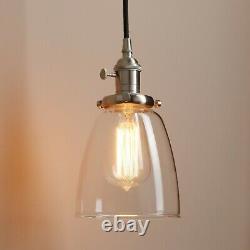 Cluster 3 Retro Industrial Lamp Cloche Glass Shade Loft Ceiling Pendant Lighting