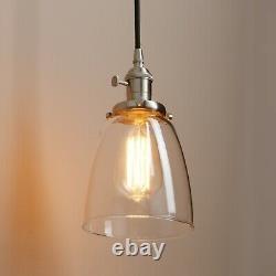 Cluster 3 Retro Industrial Lamp Cloche Glass Shade Loft Ceiling Pendant Lighting