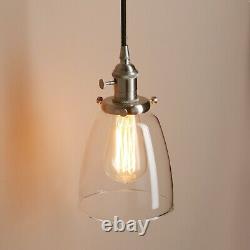 Cluster 3 Retro Industrial Lamp Cloche Glass Shade Loft Ceiling Pendant Lighting