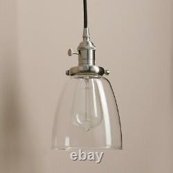 Cluster 3 Retro Industrial Lamp Cloche Glass Shade Loft Ceiling Pendant Lighting