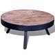 Coffee Table Round Reclaimed Teak With 3 Metal Legs Hand-made Home Furniture