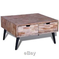 Coffee Table with 4 Drawers Reclaimed Teak Handmade Living Room Furniture