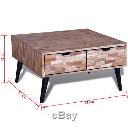 Coffee Table with 4 Drawers Reclaimed Teak Handmade Living Room Furniture