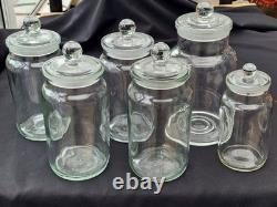 Collection of 6 vintage storage jars kitchenalia food pasta herbs pulses