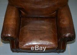 Comfortable Timothy Oulton Balmoral Halo Heritage Vintage Brown Leather Armchair