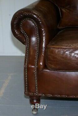 Comfortable Timothy Oulton Balmoral Halo Heritage Vintage Brown Leather Armchair