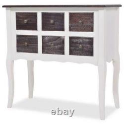 Console Table Cabinet 6 Drawers Hallway Office Bedroom Living Room Curved White