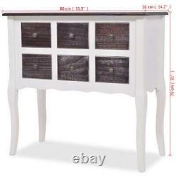 Console Table Cabinet 6 Drawers Hallway Office Bedroom Living Room Curved White