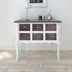 Console Table Cabinet 6 Drawers Hallway Office Bedroom Living Room Curved White