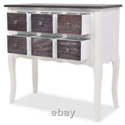 Console Table Cabinet 6 Drawers Hallway Office Bedroom Living Room Curved White