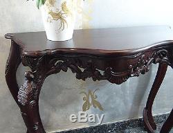 Console Table Mahogany Wood Side End Table Baroque Vintage Style Carved Brown