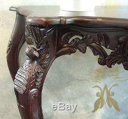 Console Table Mahogany Wood Side End Table Baroque Vintage Style Carved Brown