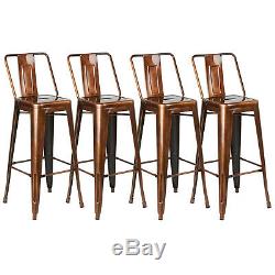 Copper Metal Breakfast Bar Cafe Stool Industrial/retro Seat Chair High Back Rest