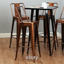 Copper Metal Breakfast Bar Cafe Stool Industrial/retro Seat Chair High Back Rest