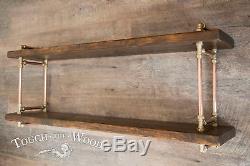 Copper Pipe & Brass STEAMPUNK Wall Shelf INDUSTRIAL Reclaimed Wood Display