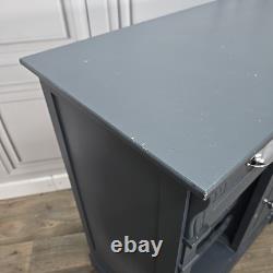 Country Style Painted Grey Wine Rack Cabinet / Sideboard Drawers & Cupboard