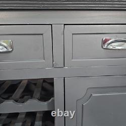 Country Style Painted Grey Wine Rack Cabinet / Sideboard Drawers & Cupboard
