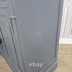 Country Style Painted Grey Wine Rack Cabinet / Sideboard Drawers & Cupboard