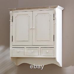 Country cream style vintage wall cabinet cupboard storage unit home furniture