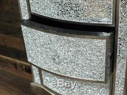 Crackle Mirrored Glass Storage Chest Of Drawers Sideboard Cupboard Console Table