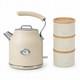 Cream Retro Kettle With Tea, Coffee And Sugar Canisters