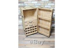Creative Crate Style Wine Cabinet With Drawers Storage Space Mini Bar