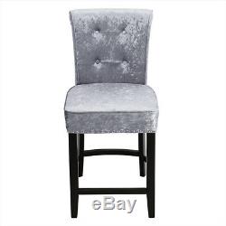Crushed Velvet Bar Stool Tufted With Ring Knocker Back And Studs Footrest Stools