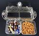 Crystal And Silver Plated Metal Tray With 2 Plastic Bowls Dry Fruit Sweet Tray