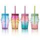 Cupcake Glass Drinking Jars With Handle & Straw Party Cups Glasses Screw Lid