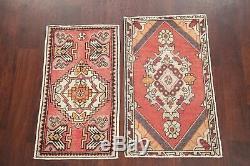 DEAL OF 2 Vintage Turkish Oushak Oriental Rug Hand-Knotted Kitchen Carpet 2'x3
