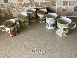 DENBY Heavy MUGS Vintage Retro SIX (6) OF THE BEST VGC