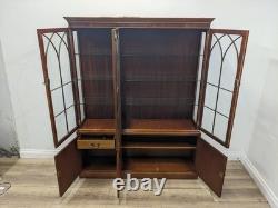 DISPLAY CABINET Bradley Furniture 6 Door Glass Shelves Yew Wood FREE DELIVERY
