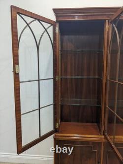 DISPLAY CABINET Bradley Furniture 6 Door Glass Shelves Yew Wood FREE DELIVERY