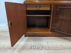 DISPLAY CABINET Bradley Furniture 6 Door Glass Shelves Yew Wood FREE DELIVERY
