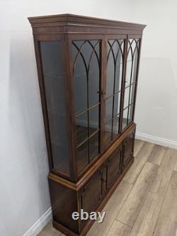 DISPLAY CABINET Bradley Furniture 6 Door Glass Shelves Yew Wood FREE DELIVERY