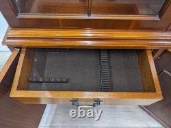 DISPLAY CABINET Bradley Furniture 6 Door Glass Shelves Yew Wood FREE DELIVERY
