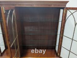 DISPLAY CABINET Bradley Furniture 6 Door Glass Shelves Yew Wood FREE DELIVERY