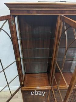 DISPLAY CABINET Bradley Furniture 6 Door Glass Shelves Yew Wood FREE DELIVERY