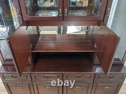DISPLAY CABINET Glass Door Mirror Mahogany Veneer Drawers Cupboard FREE DELIVERY